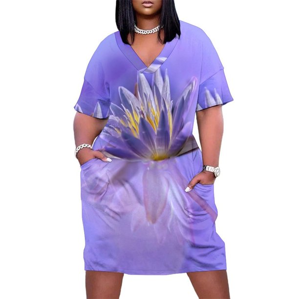 Vestido de bolsillo suelto Waterlily Bokeh Vestidos de verano para mujer Vestidos largos para mujer