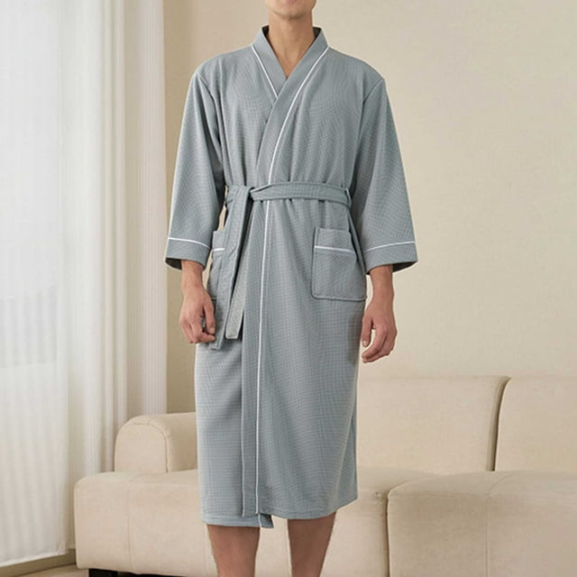 Cárdigan holgado informal con cuello en V para hombre, bata de baño, camisón, pijama