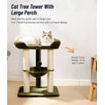thumbnail image 2 of 28" Large Cat Tree Tower for Indoor Cats, Cat Scratch Post with Large Bed for Maine Coon Big Cats, Sisal Cat Scratcher with Soft Perch & Hammock, Stable Cat Stand, Removable Cover-Green, 2 of 7