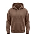 thumbnail image 4 of Men's Classic Solid Fleece Pullover Hoodie, Drawstring Hooded Sweatshirt with Kangaroo Pocket, for Fall Winter Daily Casual Wear Brown M, 4 of 6