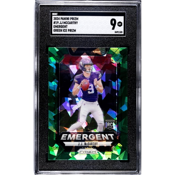 2024 Panini Prizm #19 Jj Mccarthy Emergent Green Ice Prizm SGC 9