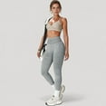 thumbnail image 6 of Women's Seamless Ribbed High Waist Full Length Leggings with Compression Fit - Small, Gray, 6 of 7
