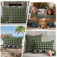 thumbnail image 5 of Sage Green Black Outdoor Waterproof Pillow Covers, Farmhouse Vintage Bear Buffalo Plaid Decorative Rectangle Throw Pillowcase Sofa Cushion Sham for Patio/Couch/Chair, 20"x12" 2 Pack, 5 of 8