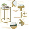 thumbnail image 5 of Gold Side Table Set of 2, Round End Tables Tall Nightstand Bedside Table Set w/Glass Top & Metal Frame for Living Room/Balcony/Bedroom/Small Space, Easy Assembly, Modern Style, Mustard Gold, 5 of 15