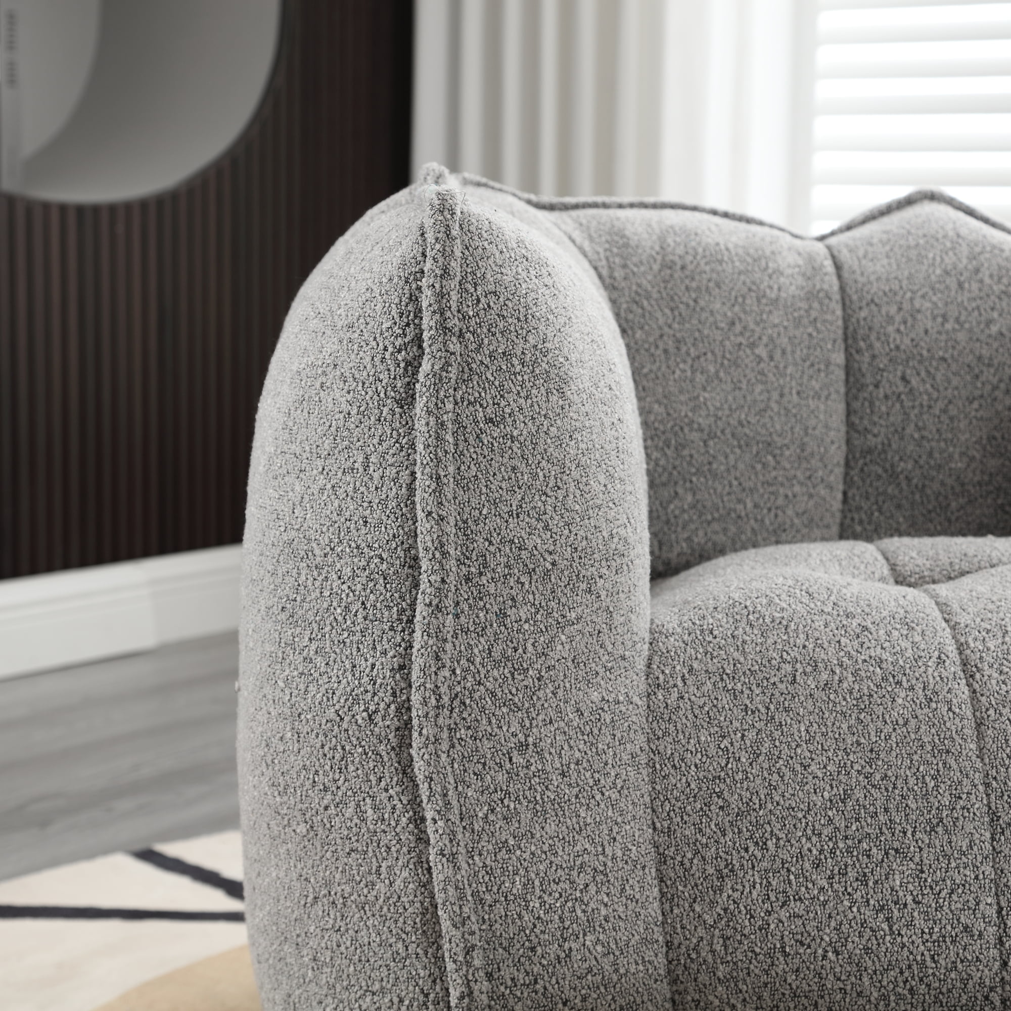 Leumius Soft Bean Bag Chair with High Resilient Foam(Chips)for Living Room and Bedroom,Comfortable Square Lazy Sofa with Footstool for Adults to Gaming, Reading and Watching TV Grey