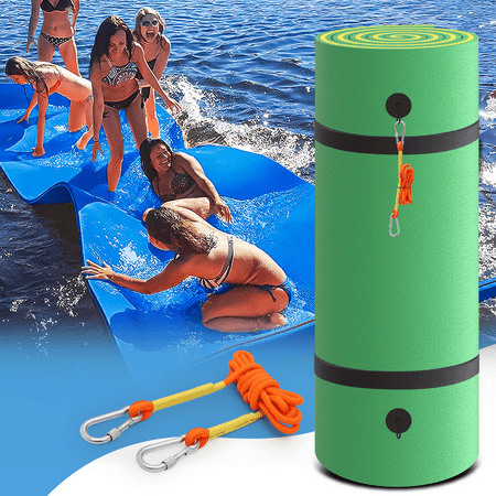 Madog 9'X6' Water Floating Mat Foam Pad, Bouncy Tear-Resistant Xpe Foam, Roll-Up Floating River Raft For Pool Ocean Outdoor Water Activities, Green