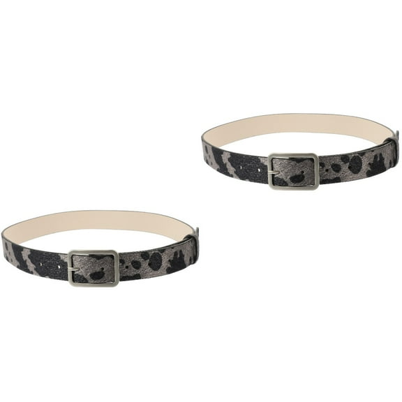 2 Pieces Western Belt Cow Print Belts Women Pu Daily Wear Animal