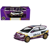 2001 Honda Civic Type R EP3 "Silk Cut" White and Purple with Graphics 1/64 Diecast Model Car by Paragon