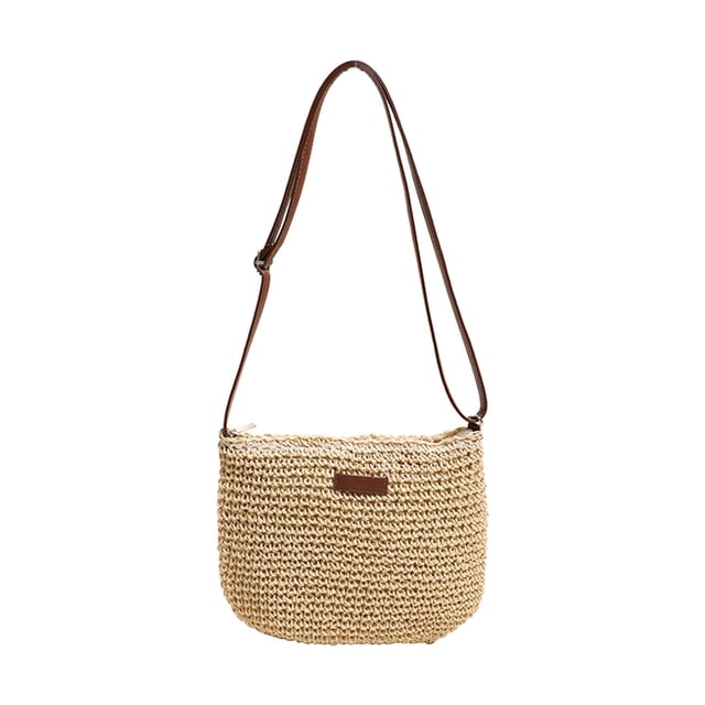 Bolso de hombro de paja tejida, bolso tote ajustable, bandolera, bolso H, bolso de mano portátil, bolso de playa para mujer, bolso casual de verano para artículos esenciales diarios