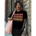 thumbnail image 3 of Women's T-Shirt SUMMER Sunshine Coral Red Ombre Simple Short Sleeve Casual Tee Classic Crew Neck T Shirt for Women Black, XL, 3 of 7