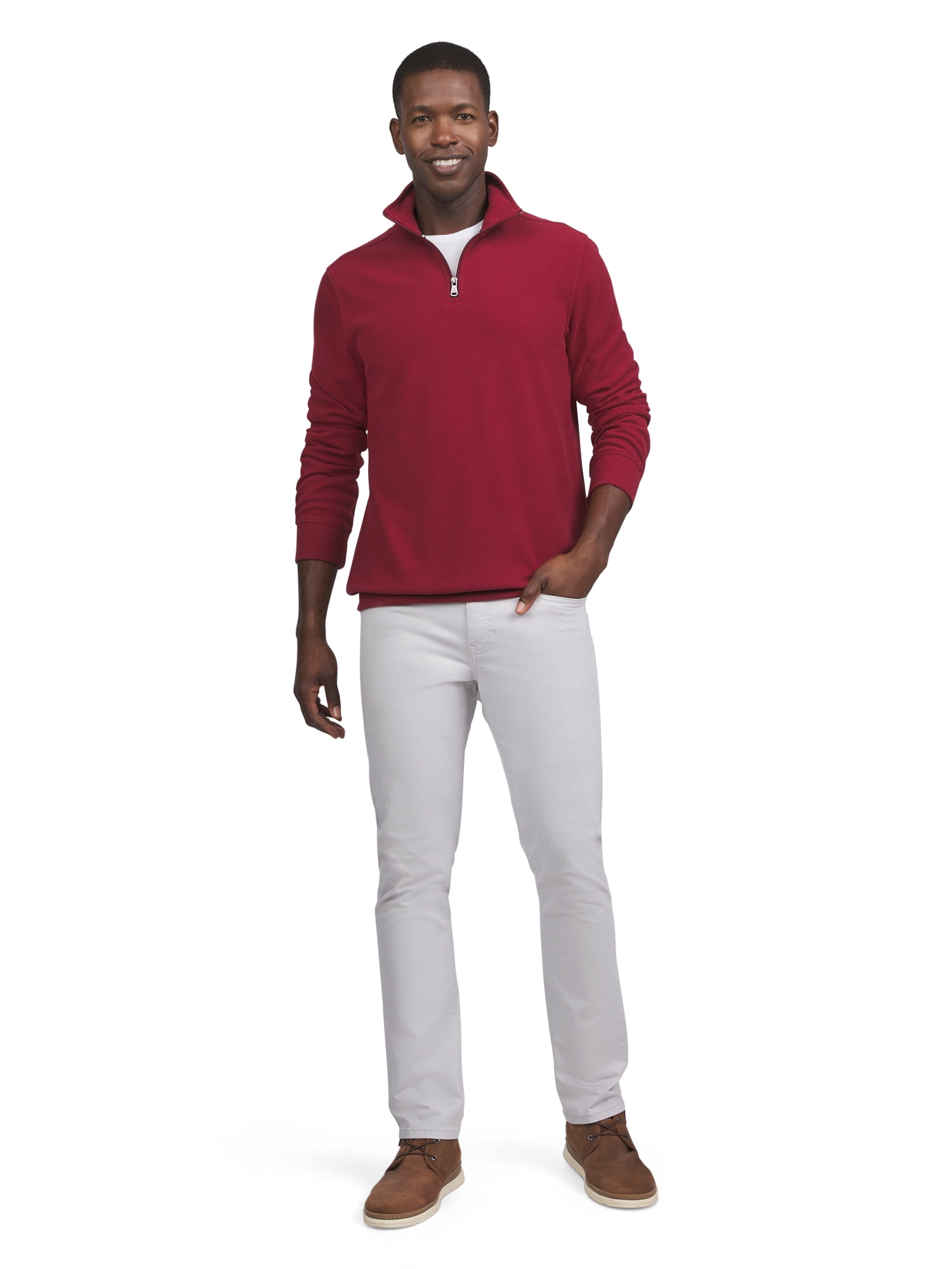 Chaps Men's & Big Men's Brushed Twill Quarter Zip, Sizes S-2XL