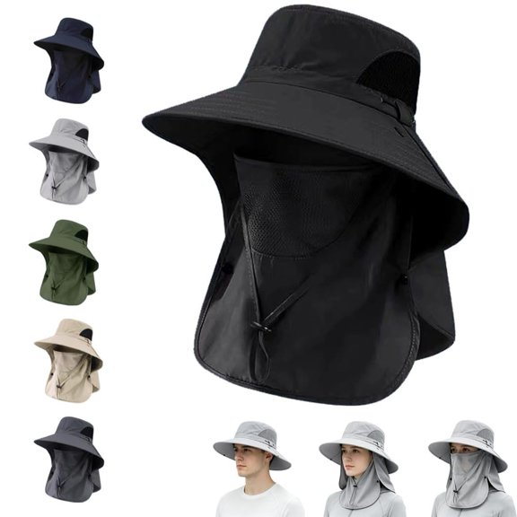 Breathable Fisherman Hat with Detachable Face Mask,UV Protection Outdoor Fisherman's Hat,Multifunctional Adjustable Unisex