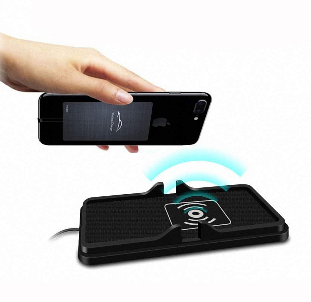 Wireless Car Charger Mat 2 in 1 Dashboard Mat with QI Fast Charge Non Slip Silicone Pad Car