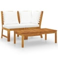 thumbnail image 1 of vidaXL 3 Piece Garden Lounge Set with Cream Cushion Solid Acacia Wood, 1 of 5