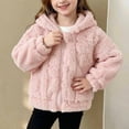 thumbnail image 5 of LUGOGNE Toddler Jacket Girls Sherpa Fleece Hooded​ Zip Up Sherpa Coat Textured Knit Ribbed Cuffs and Hem Jackets with Pockets Daily Home Gentle Comfy Outerwear, 5 of 9
