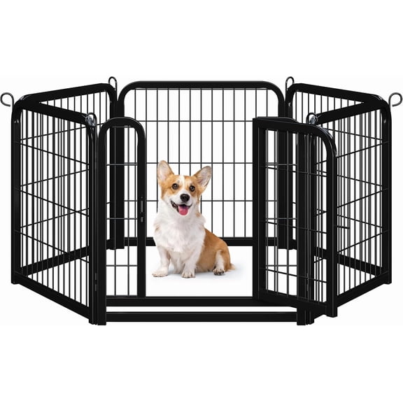 Dog Playpen Outdoor, 24 inch 6 Panels Dog Pen Indoor Heavy Duty Puppy Exercise Pen Metal Pet Fence for RV Camping/Yard/Garden