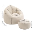 thumbnail image 4 of Bean Bag Chair With Footrest,Oversize Lazy Sofa Set with Ottoman,Upholstered Accent Chair Armchair for Adults & Kids,Beige, 4 of 6
