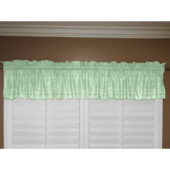 cotton eyelet window valance 58 wide light green
