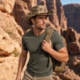 thumbnail image 5 of LNZGNM Sun Hat for Men Wide Brim Sun Protection, Breathable and Cool for Beach Days, Gardening, and Summer Outings, Ready for the Spotlight,Khaki(One Size), 5 of 5