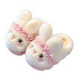 thumbnail image 2 of SGFCWSX Kids Bunny Plush Slippers Warm Indoor Footwear for Girls Boys Cute Ruffled Home Shoes White Size 4.5-5 Years, 2 of 5