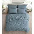 thumbnail image 2 of Chezmoi Collection Jasper Dusty Blue Oversized King Bed in a Bag 7-Pieces Triangle Geometric Quilted Stone Washed Microfiber Comforter with Sheets Lightweight All Season Bedding Set, 2 of 9