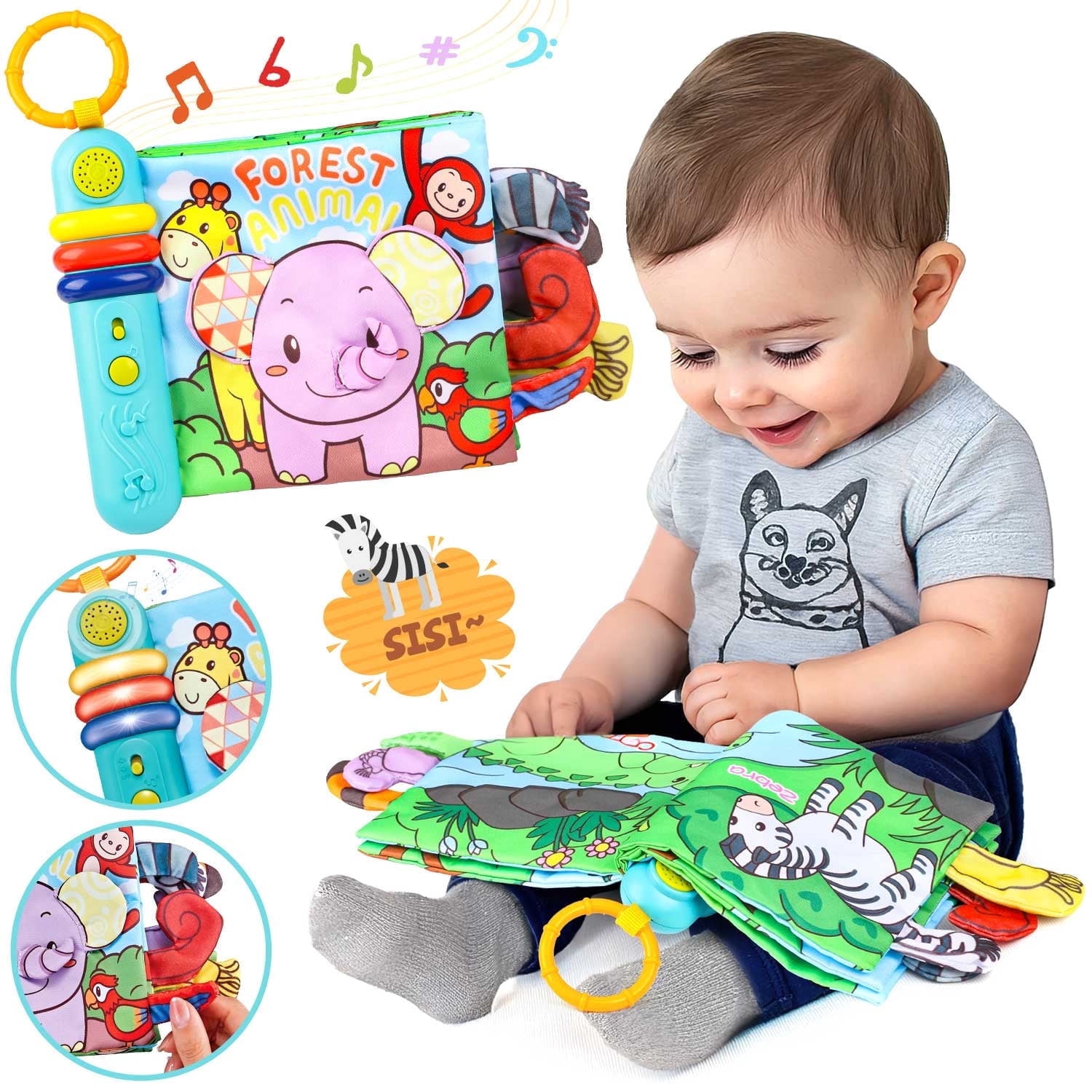 Kidoozie Farm Friends Crinkle Book Toy –Tactile and Educational