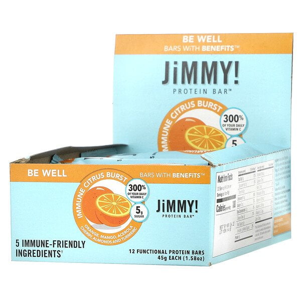 JiMMY!, Be Well Bars With Benefits, Immune Citrus Burst, 12 Protein