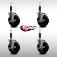 thumbnail image 2 of 5 Inch SS Hard Rubber Swivel 1 Inch Expanding Stem Caster Set with Brake SCC, 2 of 2