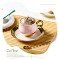 thumbnail image 3 of Yuarrent Taza de café con trazado de oro de cerámica de estilo europeo, juego de té, platillo, cuchara, tazas de oficina, artículos de café Juegos de servir café y té Blanco 200ML, 3 of 6