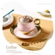thumbnail image 2 of Bewildely Taza de café de cerámica, tazas de postre, juego de té, platillo, cuchara, tazas con mango dorado, utensilios de café para fiesta, Juegos de servir café y té Gris 200ML, 2 of 6