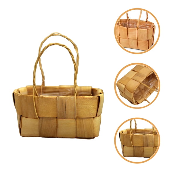 FELTECHELECTR Woven Basket for Organizing Khaki Wood Storage 1Set