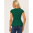 thumbnail image 4 of Blusa Peplum Allegra K Verde XL Cuello Redondo Mujer Manga Casquillo, 4 of 5