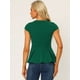 thumbnail image 4 of Elegante cuello redondo para mujer, color sólido, ropa de trabajo, manga casquillo, blusa peplum Verde XS, 4 of 5