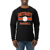 Wild Bobby City of Detroit Baseball Fantasy Fan Sports Men's Long Sleeve T-Shirt, Black, Small