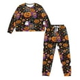 thumbnail image 2 of Tutolipy Halloween Pajamas for Women Pumpkin Ghost Cat Printed Sleepwear Cozy Loungewear Long Sleeve Tops Jogger Pants Pajama Sets, L, 2 of 7