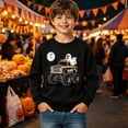 thumbnail image 2 of Byoo Toddler Boy's Halloween Ghost Monster‑Truck Moon Graphic Sweatshirt Long Sleeve Fall Pullover Sweatshirts A9, 2 of 4