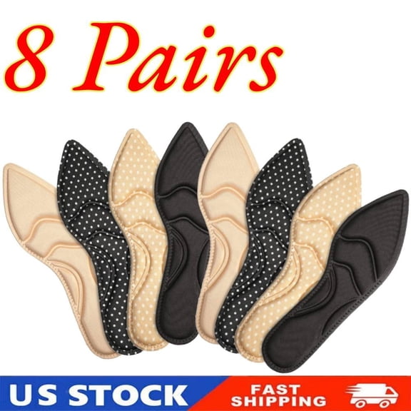 8 Pairs Women High Heel Insoles Breathable Shoe Pads 10.03'' Foot Sponge Insert