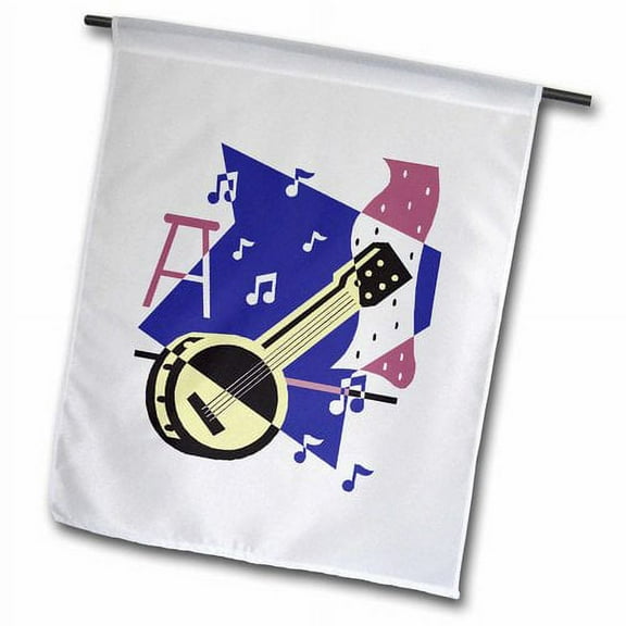 3dRose, Banjo Music Design, 12 x 18 inch Garden Flag