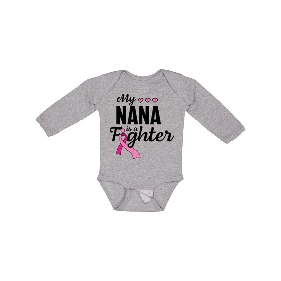Inktastic Breast Cancer Awareness My Nana is a Fighter Boys or Girls Long Sleeve Baby Bodysuit