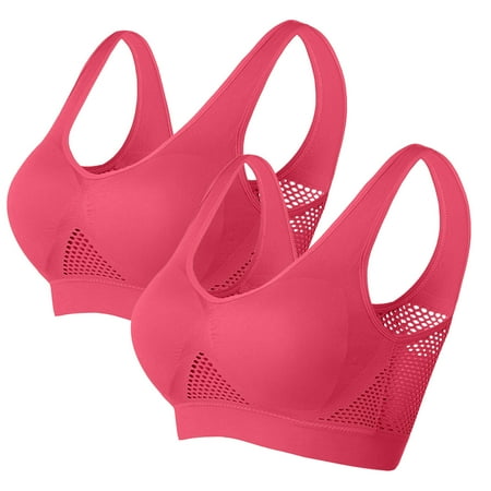 Ecqkame Sport Bras for Women No Underwire Seamless Push Up Bra Yoga Gym Activewear Plus Size Solid Color Everyday Breathable Supportive Bra 1PC Watermelon Red B S on Clearance
