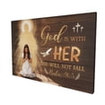 thumbnail image 2 of God Is With Her She Will Not Fall Canvas Wall Art, Praying Woman Inspirational Christian Canvas Wall Art, Bedroom Home Office Decor, Ideal Gift for Moms Daughter, 2 of 7