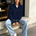 thumbnail image 4 of Zormilly Oversized Sweaters for Women Long Sleeve Mock Neck Soft Sweaters with Buttons Business Casual Tops, S-3XL, 4 of 9