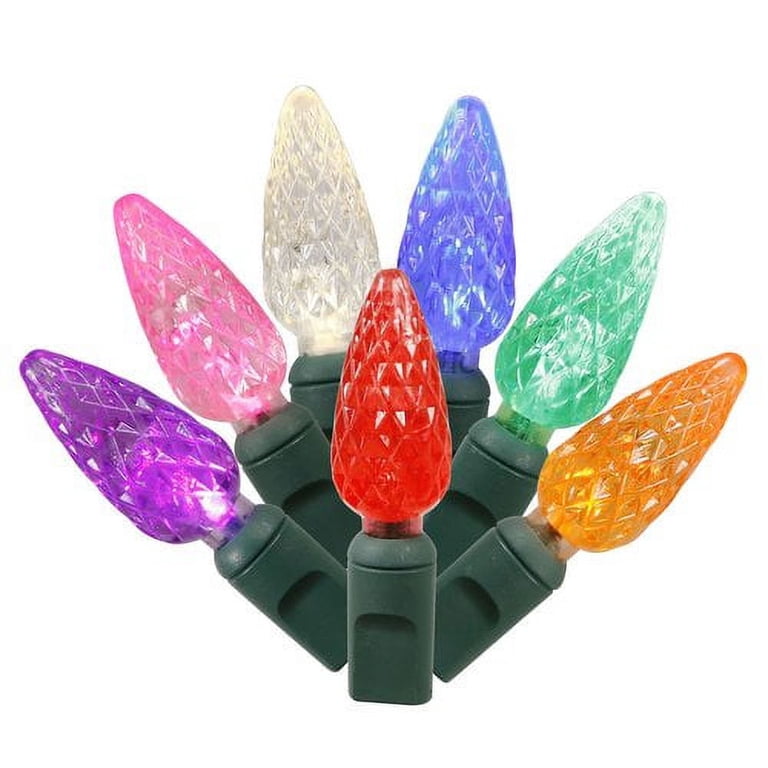Vickerman 100 Warm White C6 LED Single Mold Light on Green Wire