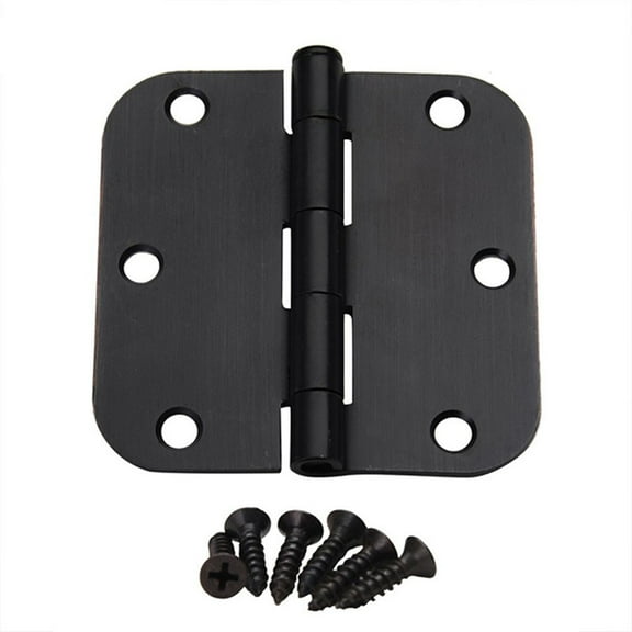 Brushed Nickel Door Hinges 3.5 Inch Round Corner Hinge Iron with Screws for Interior Doors Drawers Wardrobes Flat Open Design 270 Degree Rotation