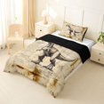 thumbnail image 2 of Homewish Retro Dinosaur Sketch Twin Comforter Sets,Rustic Wildlife Bedding Set,Brown,Black Reversible,2 Pieces,1 Comforter and 1 Pillowcase, 2 of 7