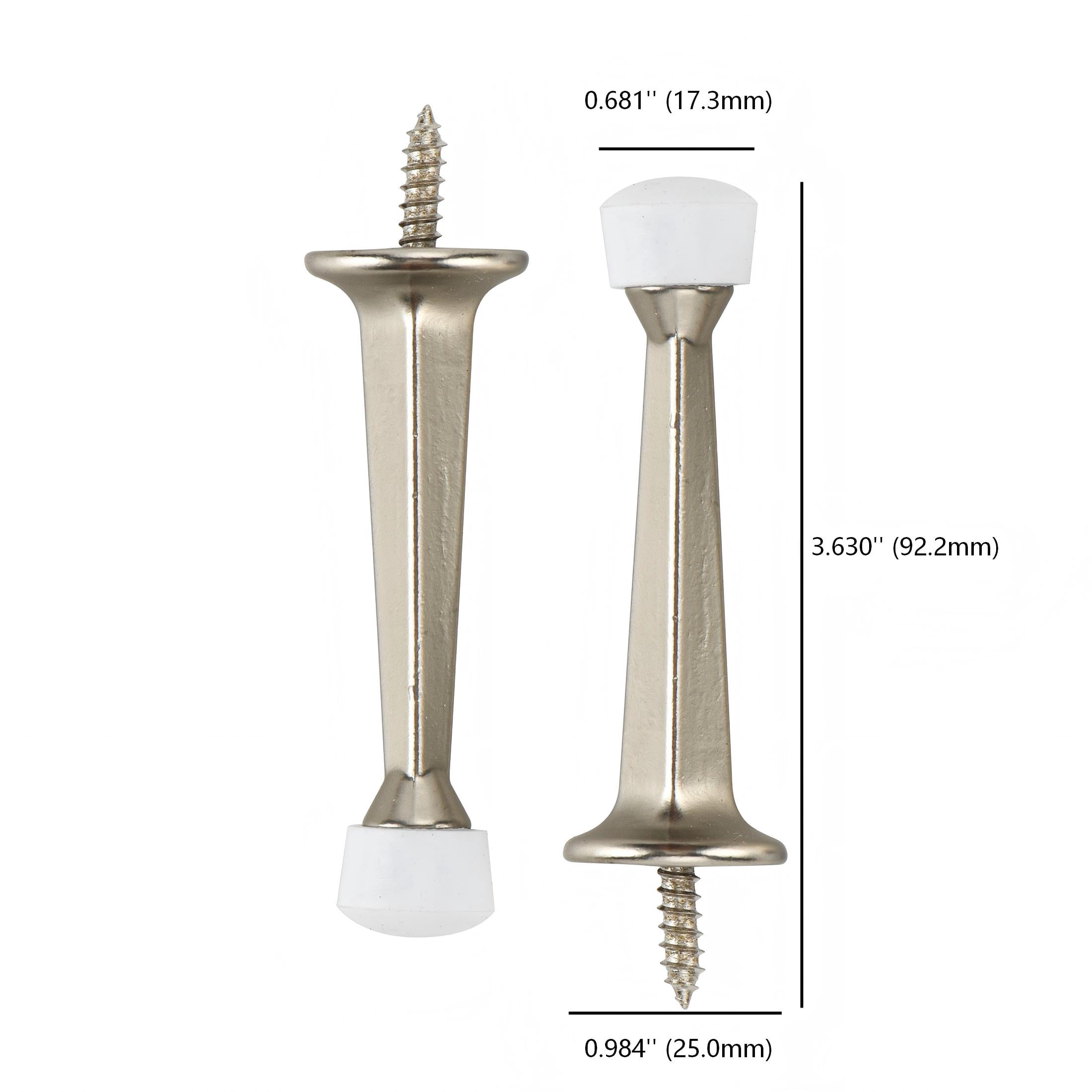 (4 pack) Hyper Tough Screw-in Solid Doorstop, Satin Nickel, 2 Pack, Assembled Product Depth 5.65 Inch