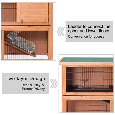 Gymax Large Chicken Coop Rabbit Hutch Garden Backyard Wood Hen House
