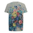 thumbnail image 4 of Women Fashion Casual Top Shirt Short Sleeve Flower Printed T Shirt Round Neck Elegant Loose Soft Top Blouse, 4 of 4