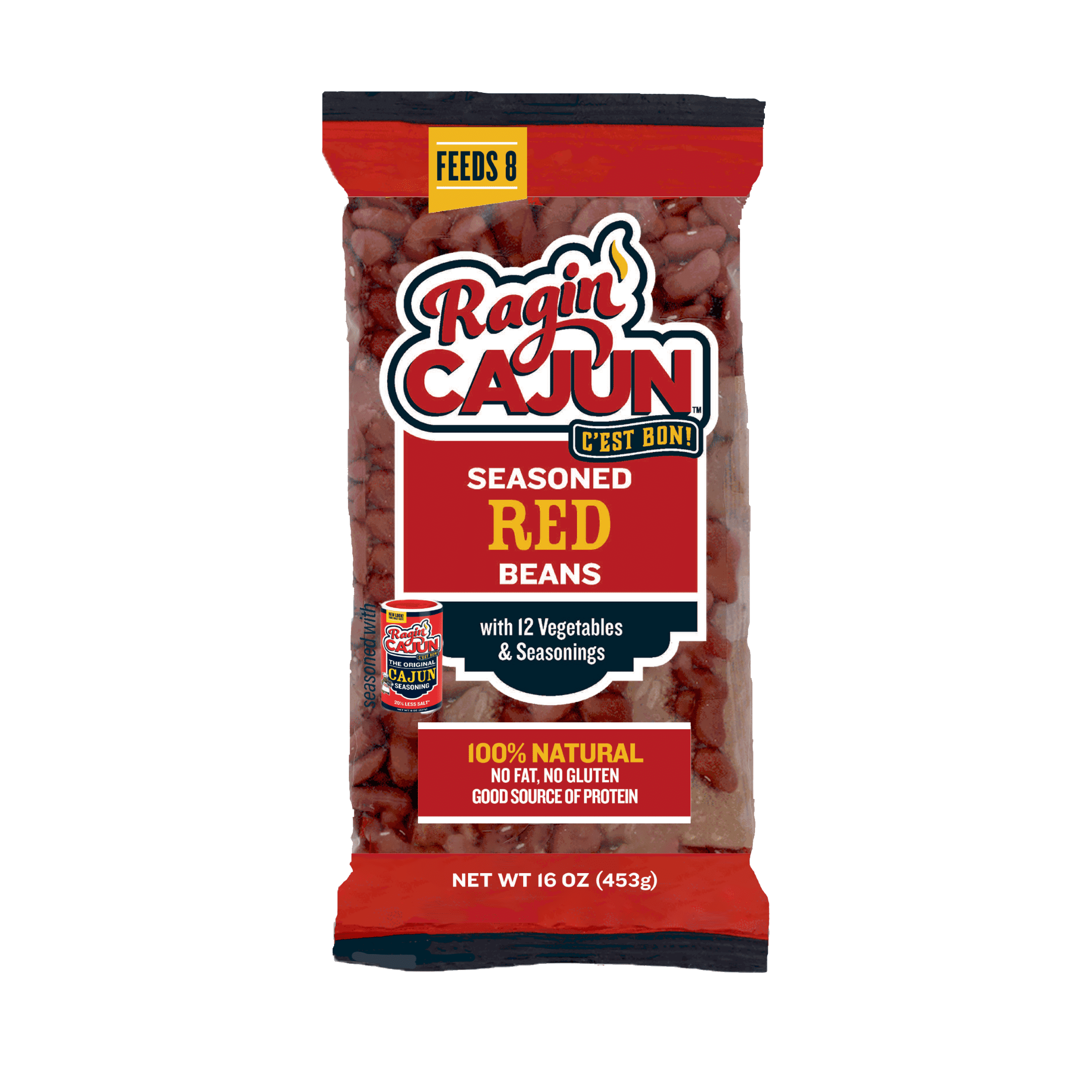 (3 pack) Ragin' Cajun Seasoned Red Beans 16 oz - Gluten Free, Fat Free, All Natural