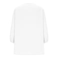 thumbnail image 4 of Craaazy Plus Size Womens Solid Color V-Neck 3/4 Sleeve Cotton Linen Blouse with Embroidery for Casual Outings Gift, 4 of 9
